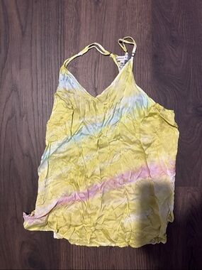 Tie-Dye Yellow Strappy V-Neck Women’s Tank Top